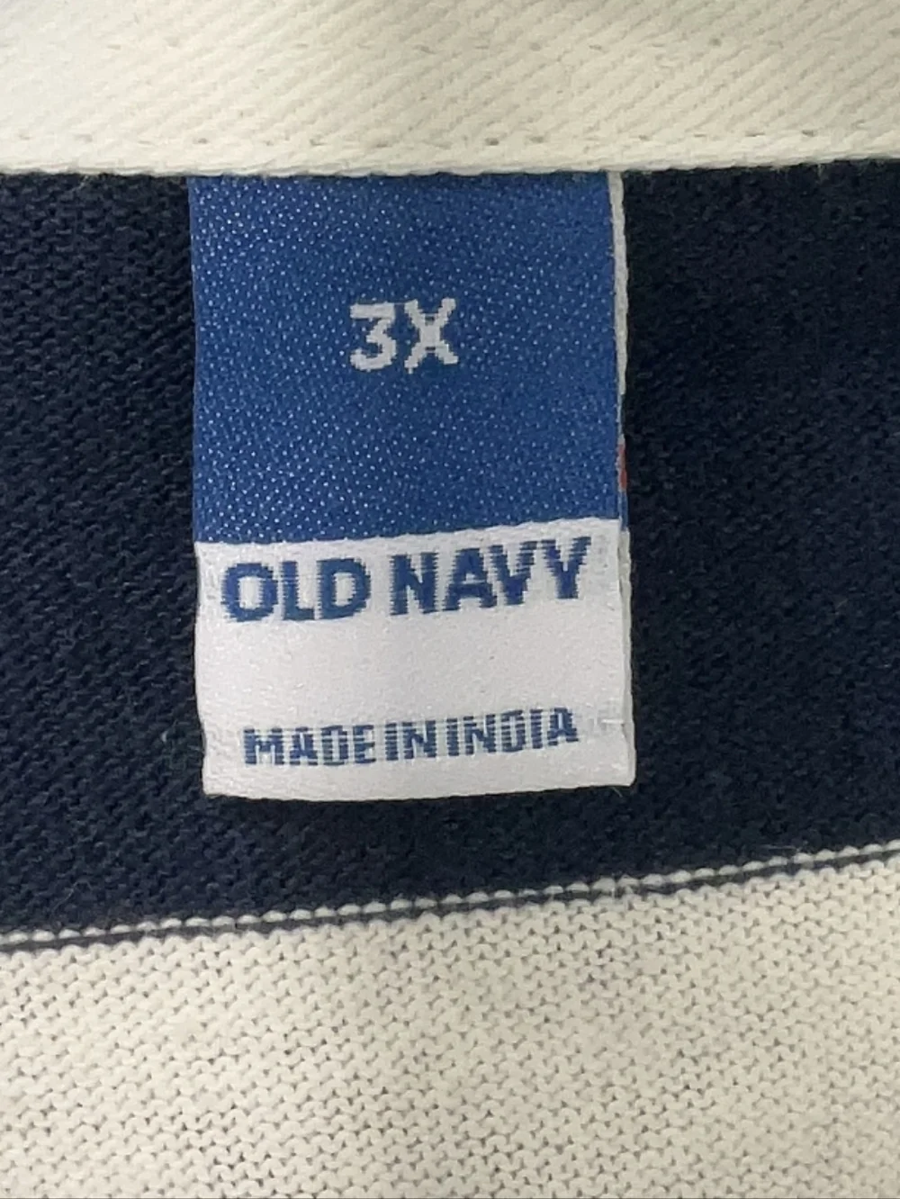 Old Navy Navy and Cream Striped Polo-Style Shirt - Picture 3 of 4